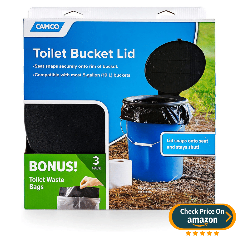 Camco Bucket Toilet Seat with Lid and Waste Bags